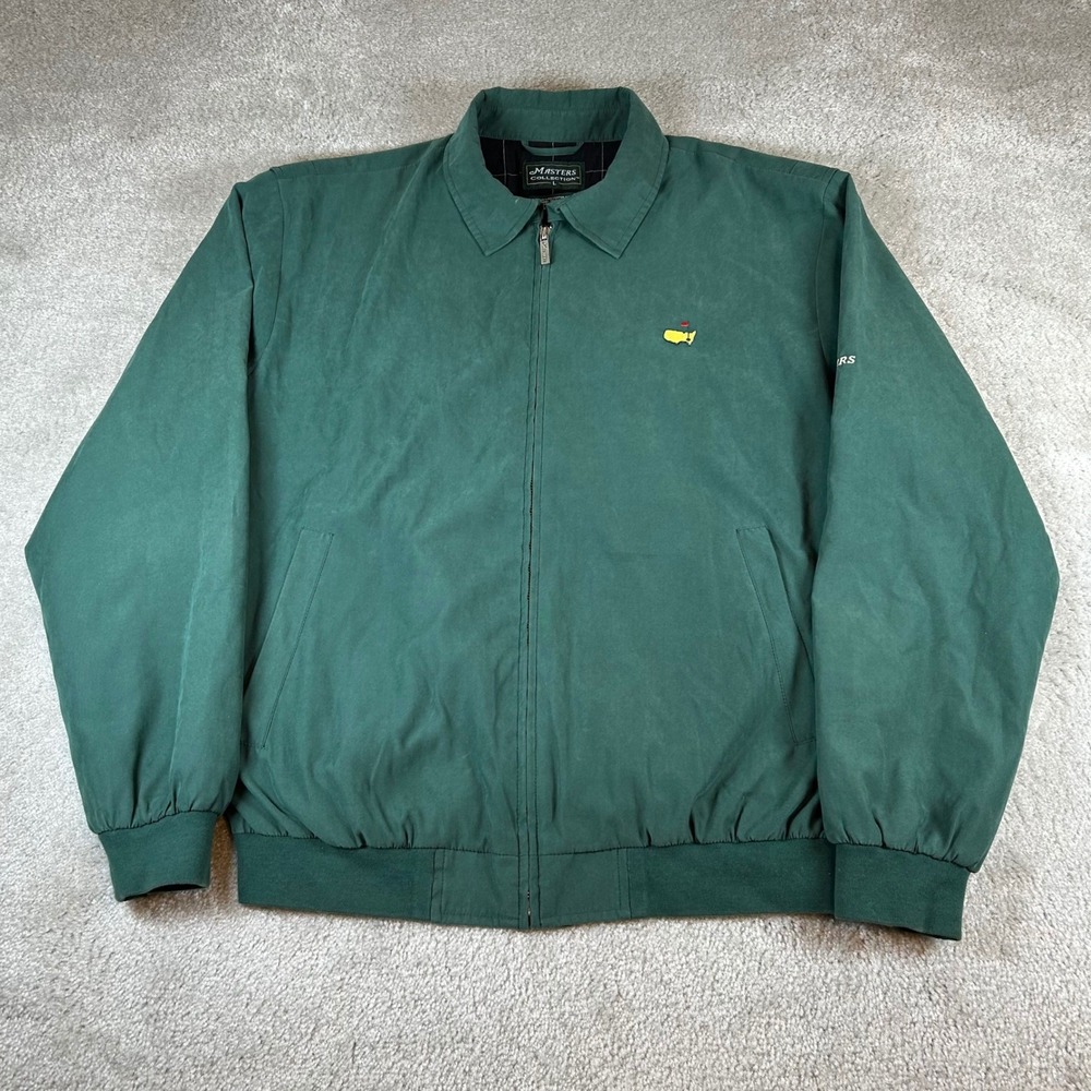 Masters Collection Windbreaker Jacket Mens Large Green Embroidered Logo Full Zip